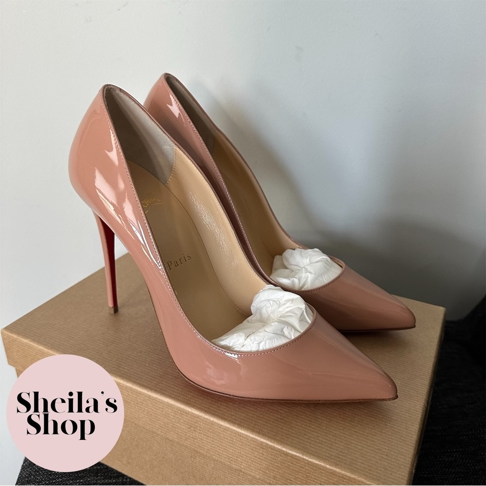 NIB Christian Louboutin Pigalle Follies 100 Nude Patent Pumps Size 39